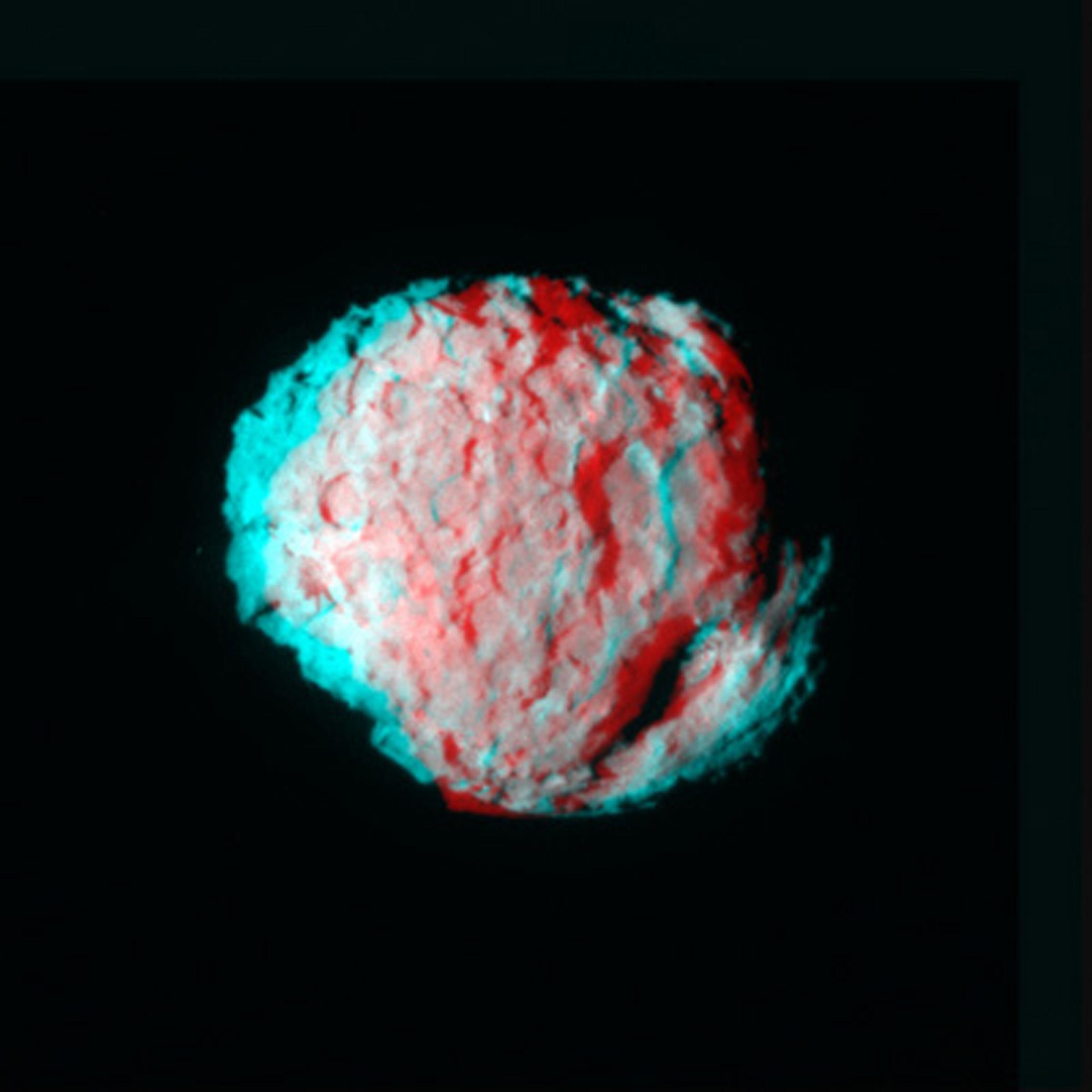 Anaglifo tridimensionale della cometa Wild 2 (crediti: NASA/JPL)