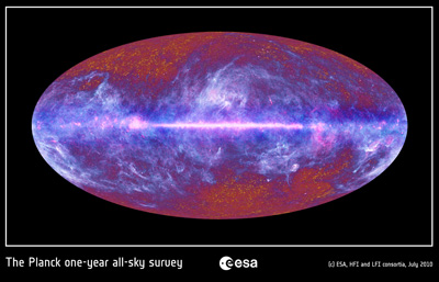 Il cielo a microonde visto da Planck - Crediti: ESA, HFI & LFI consortia (2010)